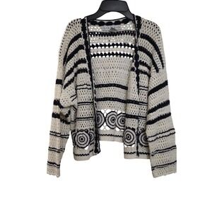 Womens Cropped Cardigan Sweater Size M Cottagecore Crochet Vintage